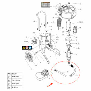 Tuyau d'aspiration 19 litres pour King, 1-1/4" NPT, longueur 1 mètre Graco - 25D515